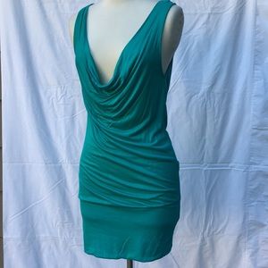Fitted Deep Scoop Front + Back Teal Dress